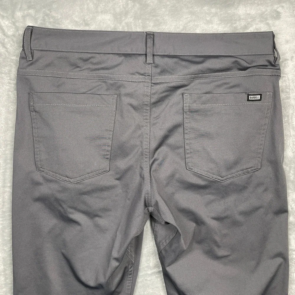 Barbell Apparel Slim Athletic Fit Pants Mens Grey Performance Chino Commuter 32